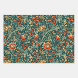 Bloemen, , art nouveau, William Morris stijl, Inpakpapier Vel