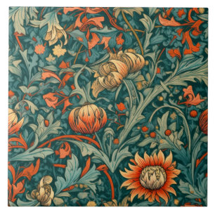 Bloemen, , art nouveau, William Morris stijl, Tegeltje