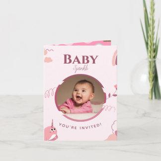 Bloemen Baby Borrel Customizable Uitnodiging