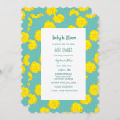 Bloemen Baby in bloei Baby shower Blauwgroen gele Kaart (Voorkant / Achterkant)
