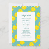 Bloemen Baby in bloei Baby shower Blauwgroen gele Kaart (Voorkant)