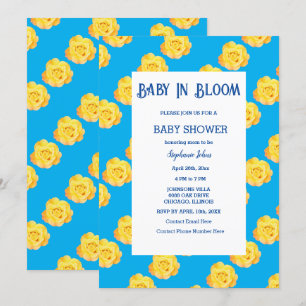 Bloemen Baby in bloei Baby shower geel blauw Schat Kaart
