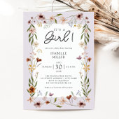 Bloemen Baby Meisje Douche Paarse Kaart