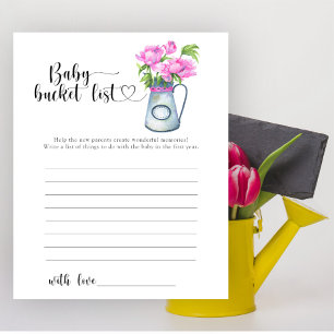Bloemen baby shower Baby bucket list