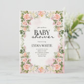 Bloemen Baby shower Blush Roze meisje Baby shower Kaart (Staand voorkant)
