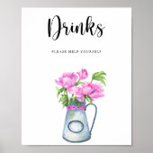 Bloemen baby shower Drinken helpen jezelf Poster (Voorkant)