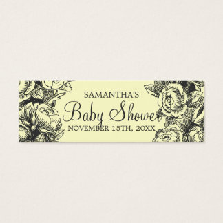 Bloemen Baby shower Favor Tag  Rozen Zwart Mini Visitekaartjes