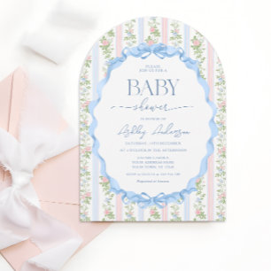 Bloemen Baby shower Roze en Blauwe Bloemen Kaart
