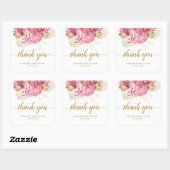 Bloemen Baby shower Roze Goud Dank u Vierkante Sticker (Vel)