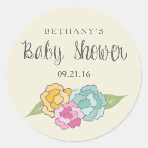 Bloemen Baby shower Sticker Labels