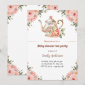 Bloemen Baby shower Tea Party Uitnodiging (Voorkant / Achterkant)