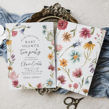 Bloemen Baby shower Tea Party Uitnodiging