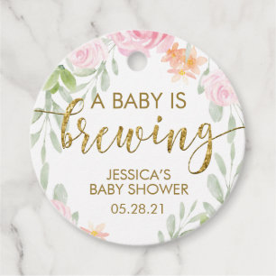 Bloemen baby shower thee party gunst labels