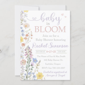 Bloemen Baby shower Uitnodiging, Baby in Bloom Kaart