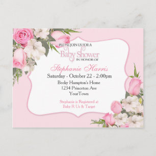 Bloemen Baby shower Uitnodiging Briefkaart Roze Ro