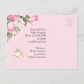 Bloemen Baby shower Uitnodiging Briefkaart Roze Ro (Achterkant)