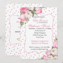 Bloemen Baby shower Uitnodiging met roze rozen