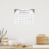 Bloemen Baby Shower Verjaardag Voorspellingskalend Poster (Keuken)