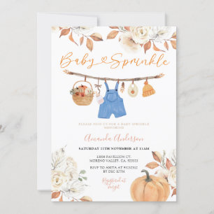 Bloemen Baby waslijn Pompoen Herfst Baby Sprinkle Kaart
