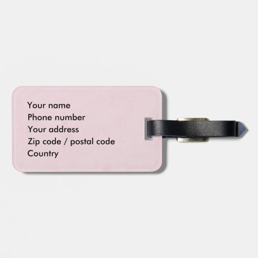 Bloemen bagagelabel w / roze roos (Achterkant horizontaal)