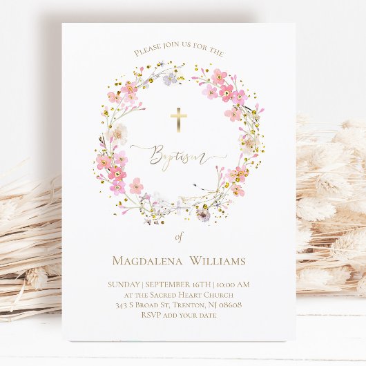 bloemen | Baptisme-uitnodiging Kaart