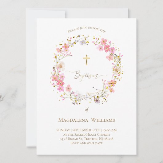 bloemen | Baptisme-uitnodiging Kaart (Voorkant)