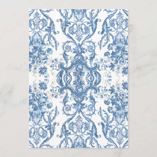 Bloemen Barok Rococo Blauw Wit Goud Menu (Achterkant)