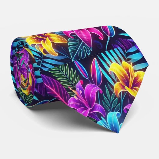 Bloemen barsten van kleur in levendige Lilley AB Stropdas (Opgerold)