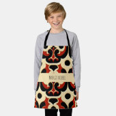 Bloemen Batik rood bloemmotief Schort (Gedragen)