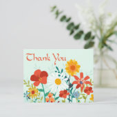 Bloemen Bedankt Mint Green Wildflowers Briefkaart (Staand voorkant)
