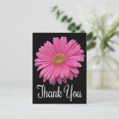 Bloemen Bedankt Pink Gerbera Daisy Flower Black Briefkaart (Staand voorkant)