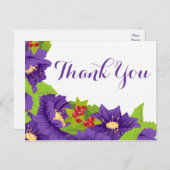 Bloemen Bedankt Waterverf Purple Flowers Briefkaart (Voorkant / Achterkant)