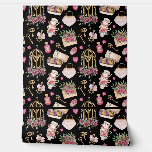  Bloemen Behang - Classic Roos Design voor (Afrollen)