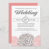  bloemen Beige + Roze bruiloft Kaart (Voorkant / Achterkant)