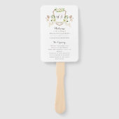 Bloemen Beige Wit groen Elegant Ivoor Ceremony Handwaaier (Voorkant)