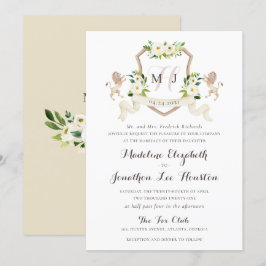 Bloemen Beige Wit groen Elegant Ivoor Crest Kaart