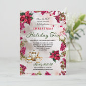 Bloemen & Bessen Kerstvakantie Thee uitnodiging (Staand voorkant)