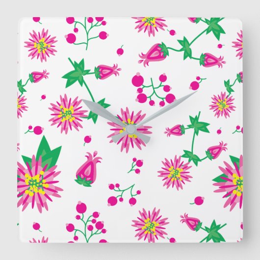 Bloemen & Bessen Vierkante Klok (Voorkant)