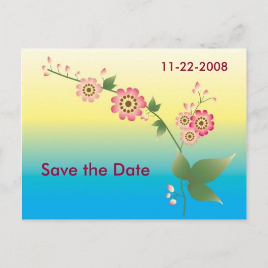 Bloemen Bewaar de datum Aankondigingskaart (Voorkant)