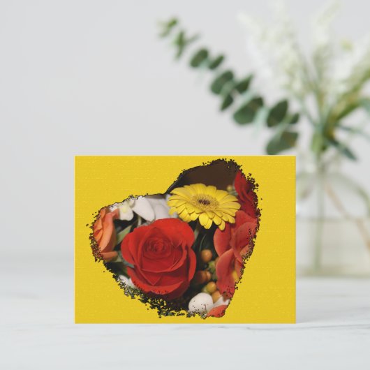Bloemen Bewaar de datum Hart Vormig Boeket Briefkaart (Staand voorkant)