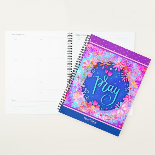 Bloemen Bidden Vrolijke Paarse Blauwe Kunst Planner (Display)