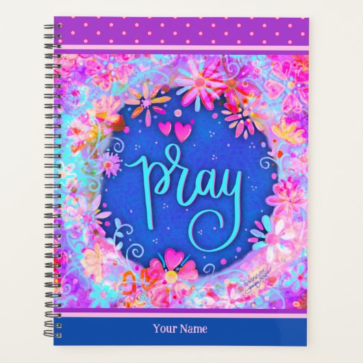 Bloemen Bidden Vrolijke Paarse Blauwe Kunst Planner (Voorkant)