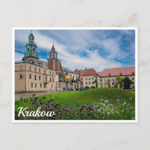 Bloemen bij kasteel Wawel in Krakau, Polen Briefkaart