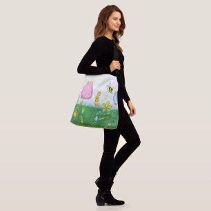 bloemen bij tekening crossbody tas