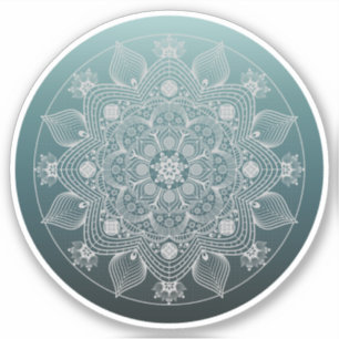 Bloemen, bladeren, witte kant, Floral Mandala op B Sticker