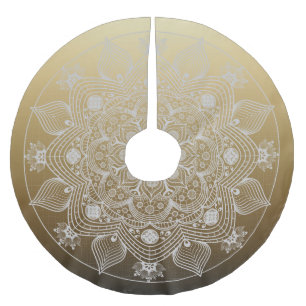 Bloemen, bladeren, witte kant, Floral Mandala op g Kerstboom Rok