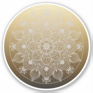 Bloemen, bladeren, witte kant, Floral Mandala op g Sticker