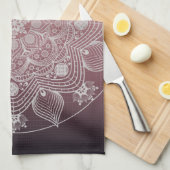 Bloemen, bladeren, witte kant, Floral Mandala op r Theedoek (Quarter Fold)