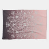 Bloemen, bladeren, witte kant, Floral Mandala op r Theedoek (Horizontaal)