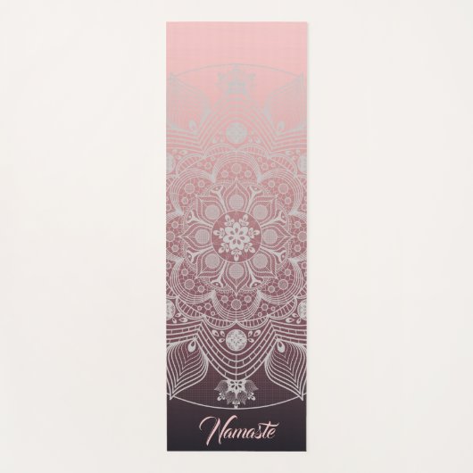 Bloemen, bladeren, witte kant, Floral Mandala op r Yogamat (Voorkant)
